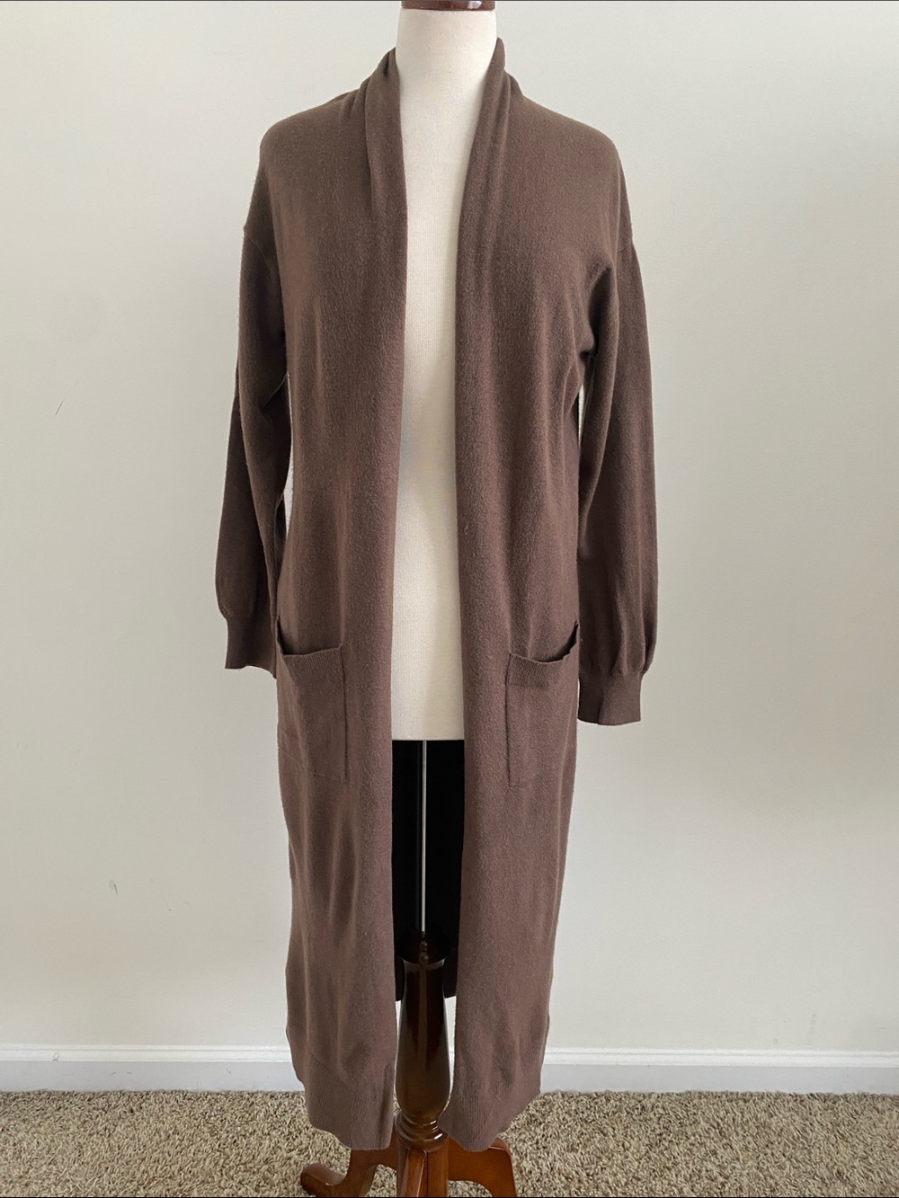 Express Brown Long Sleeve Open-Front Duster Cardigan Size Small